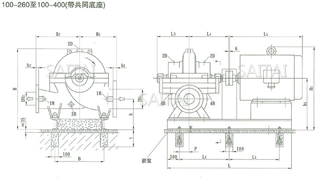 SOW中开泵（100-260 ~ 100-400）安装尺寸